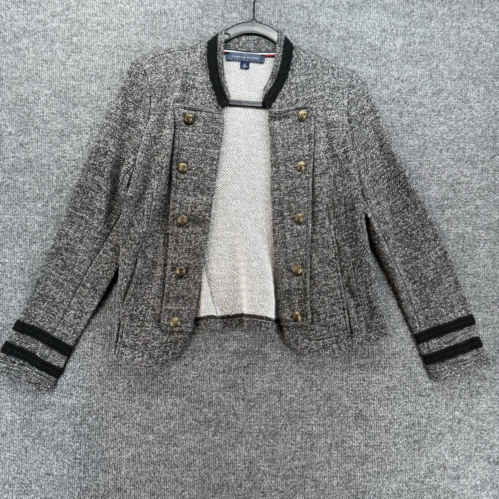 Tommy Hilfiger Jacket Womens S Button Open Front Long Sleeve Military Utility